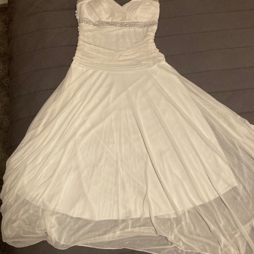White halter rhinestone dress!